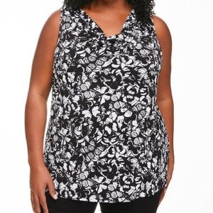🔥 10 for $100 🔥 Penmans black white cowl neck floral print sleeveless blouse 2X